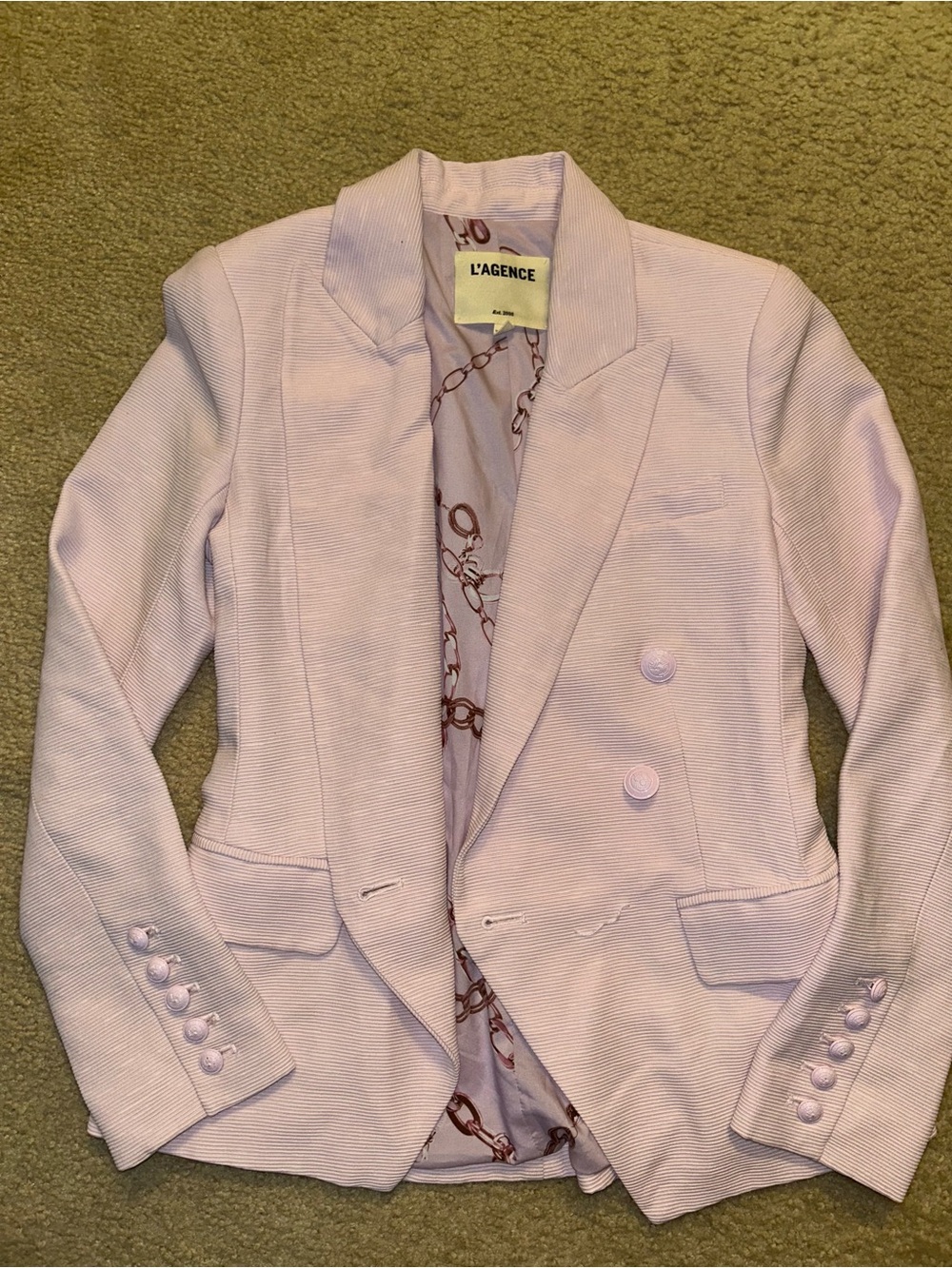 L'AGENCE Light Pink Double-Breasted Blazer